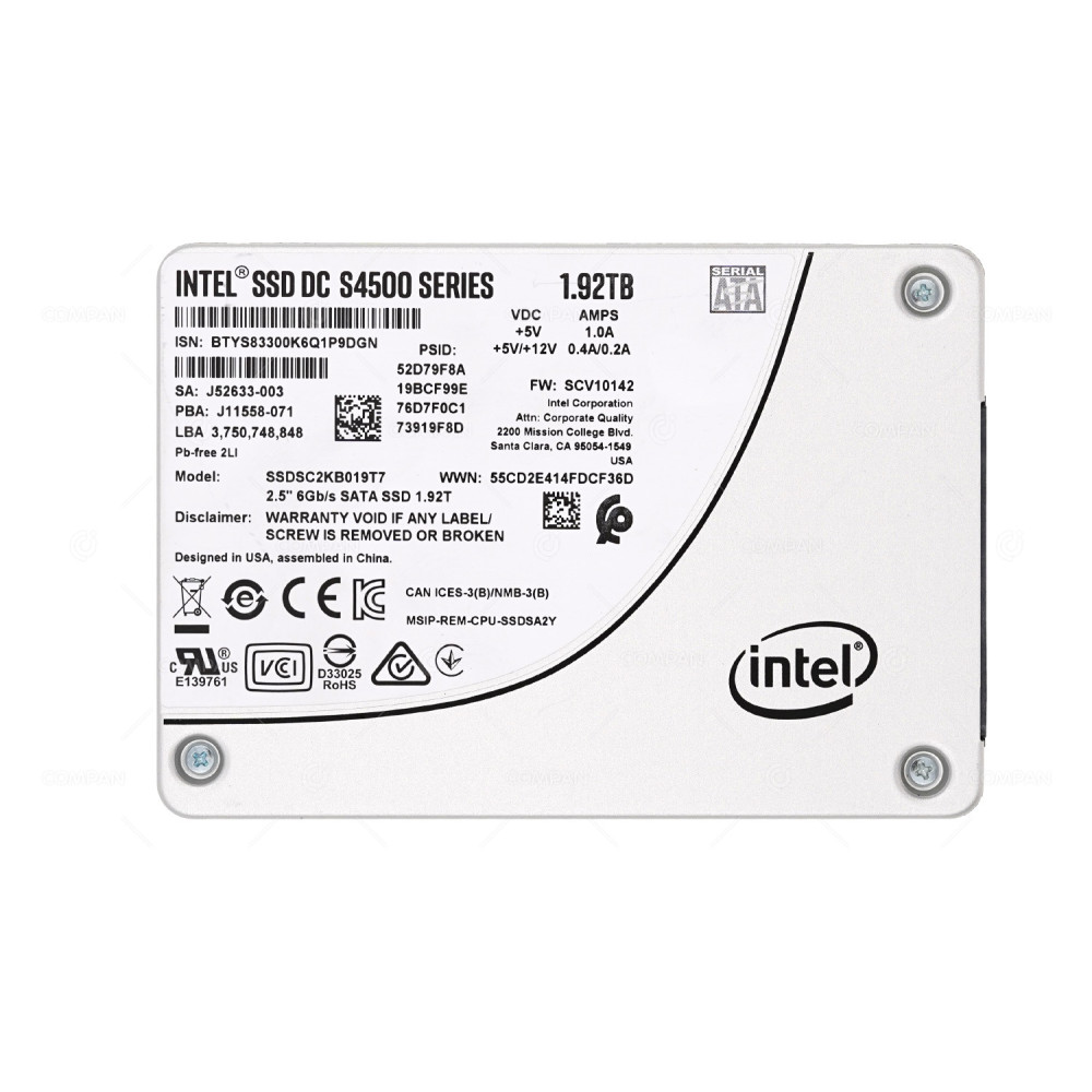 SSDSC2KB019T7  INTEL S4500 SERIES 1.92TB 6G SATA 2.5 SFF SSD